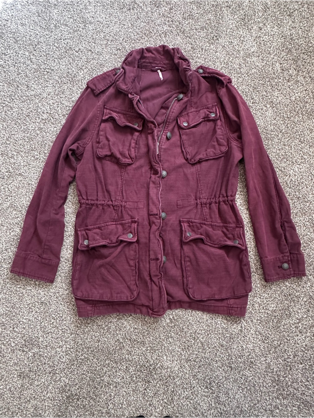 Free People Burgundy Utility Jacket